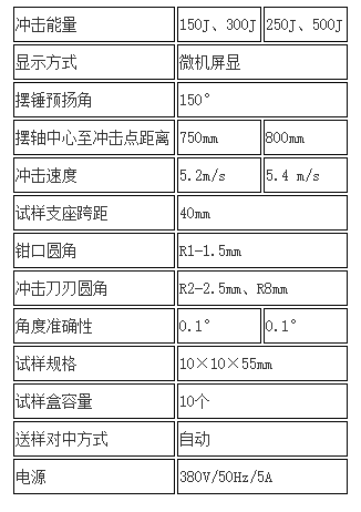 微機(jī)控制沖擊試驗機(jī)技術(shù)參數(shù)